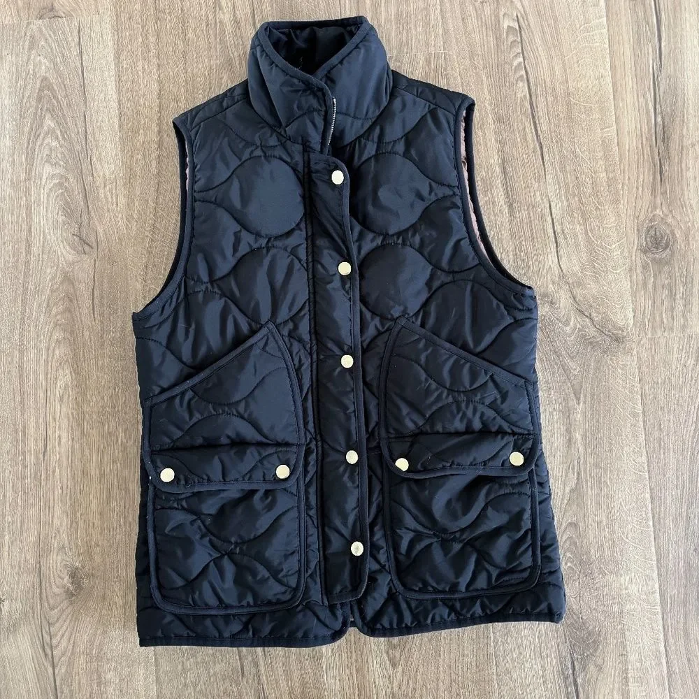 J. Crew Signature Puffer Vest - Quilted - Black | Size XS
